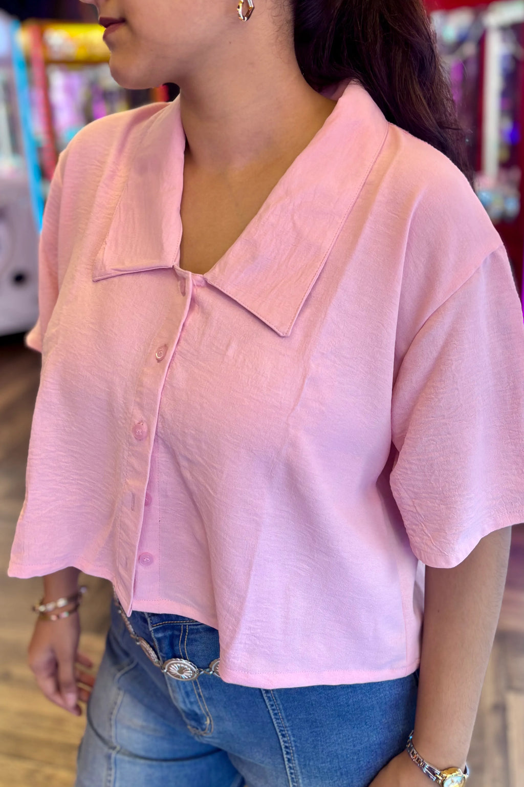 Blush Pink Crop Shirt