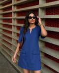 Indigo Puff Sleeve Dress