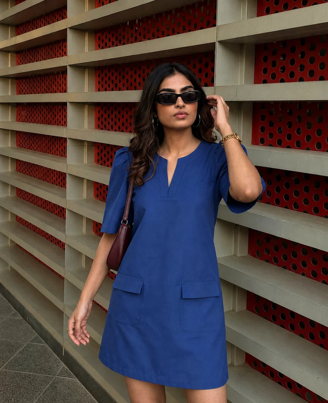 Indigo Puff Sleeve Dress