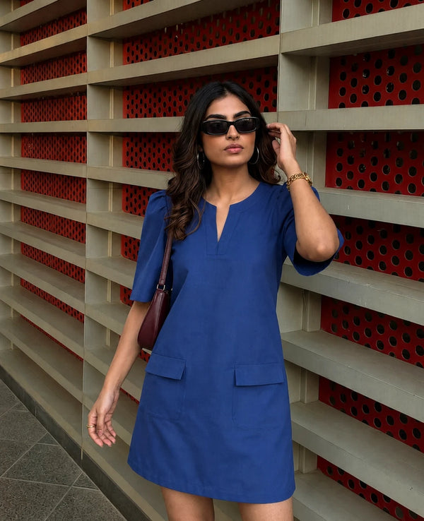 Indigo Puff Sleeve Dress